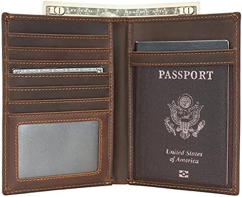 POLARE ORIGINAL Polare Luxury RFID Blocking Leather Passport Holder Travel Wallet For Men and Women (Dark…
