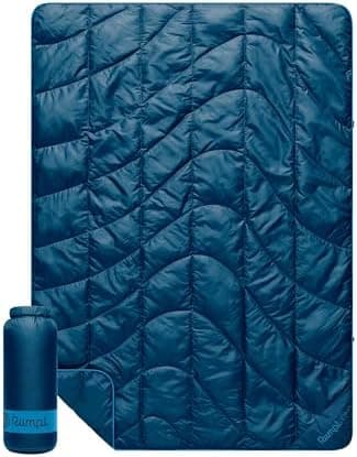 Rumpl Travel Puffy Blanket, Ultra-Packable Travel-Size Warmth and Comfort, Deepwater