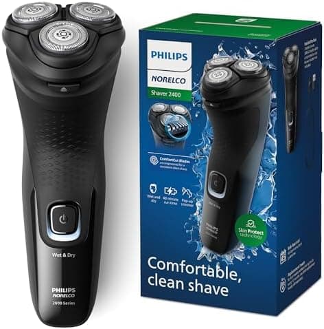 Philips Norelco Shaver 2400 Series, Wet and Dry Electric Shaver, Pop-up Trimmer, P-Cap, Deep Black, Model…