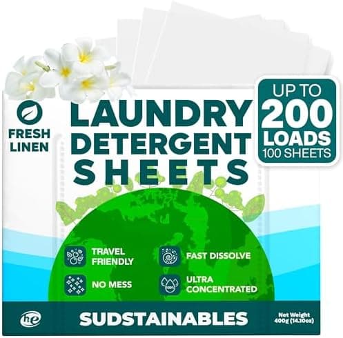 Sudstainables Laundry Detergent Sheets 200 Loads – Dissolvable Laundry Sheet for Washing Machines, Compact…