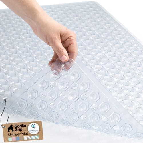 GORILLA GRIP Patented Bath Tub Shower Mat, Machine Washable Bathtub Floor Liner Mats, Suction Cups and Drain…
