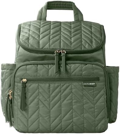 Skip Hop Diaper Bag Backpack: Forma, Multi-Function Baby Travel Bag with Changing Pad & Stroller Attachment…