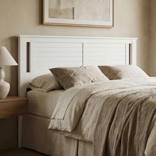 ComfIQ Serene Solid Wood Panel Headboard with Horizontal Scoring, King Size, White, Easy Assembly, Quality…