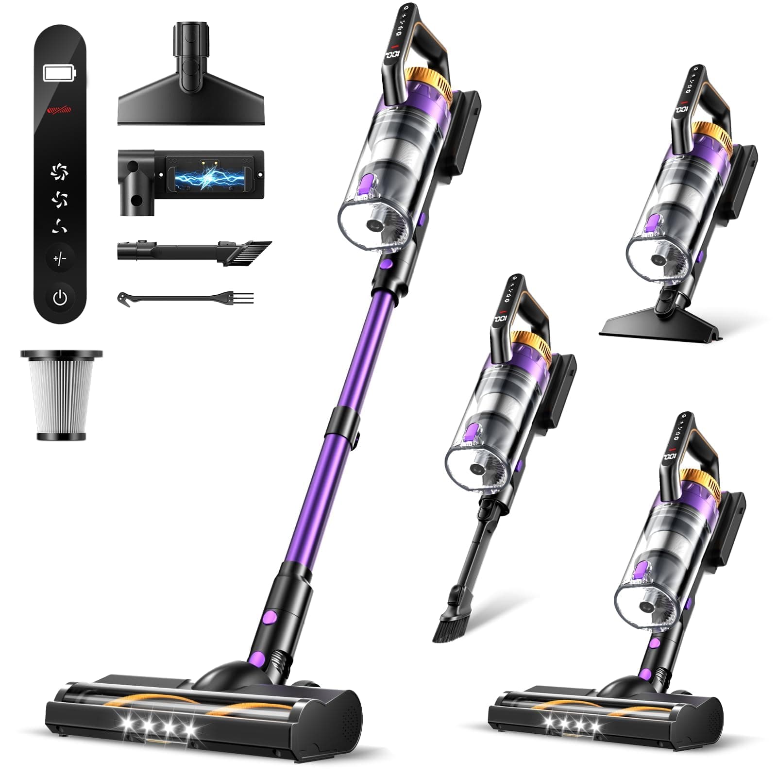 Cordless Vacuum Cleaner for Home, 580W/48KPa Powerful Suction, 65 Min Runtime, Lightweight Stick Vacuum with…