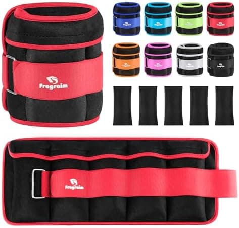 Fragraim Adjustable Ankle Weights 1-3/4/5/6/8/10/12/15/20 LBS Pair with Removable Weight for Jogging…