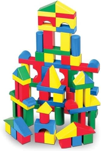 Melissa & Doug Wooden Building Blocks, 100-Piece Set of Sorting & Stacking Toys in 4 Colors and 9 Shapes…