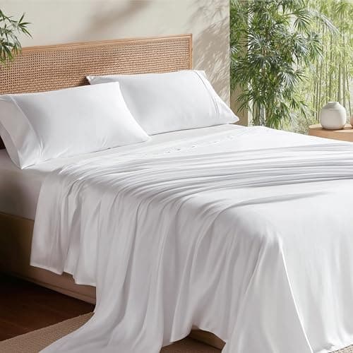 Bedsure King Size Sheet Set, Cooling Sheets, Rayon Derived from Bamboo, Deep Pocket Up to 16", PureWoven…