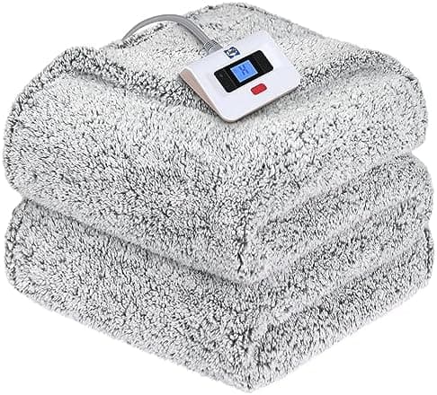Sealy Electric Blanket Twin Size, Soft Sherpa Heated Blanket Single Control with 10 Heating Levels & 1 to 12…