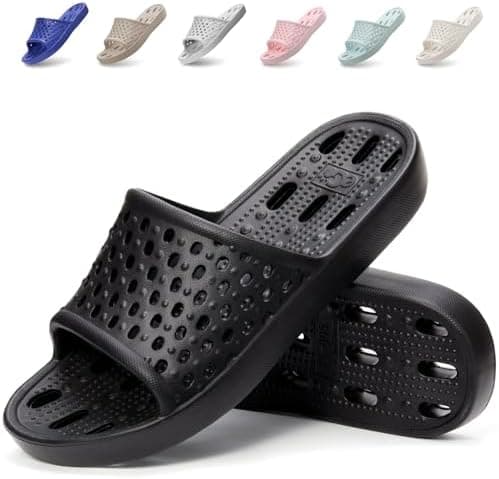 Xomiboe Shower Shoes Men Quick Drying Women Shower Sandals Non-Slip Comfortable House Slippers Bathroom Hotel…