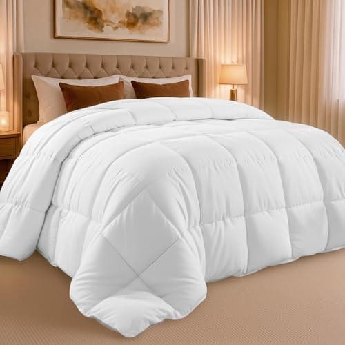 Utopia Bedding Queen Comforter Duvet Insert, Quilted White Comforter with Corner Tabs, Box Stitched Down…