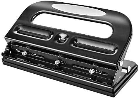 Amazon Basics Semi-Adjustable 3-Hole Punch, 30 Sheet Capacity, Black