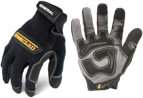 Ironclad General Utility Work Gloves GUG, All-Purpose, Performance Fit, Durable, Machine Washable (1 Pair) Black