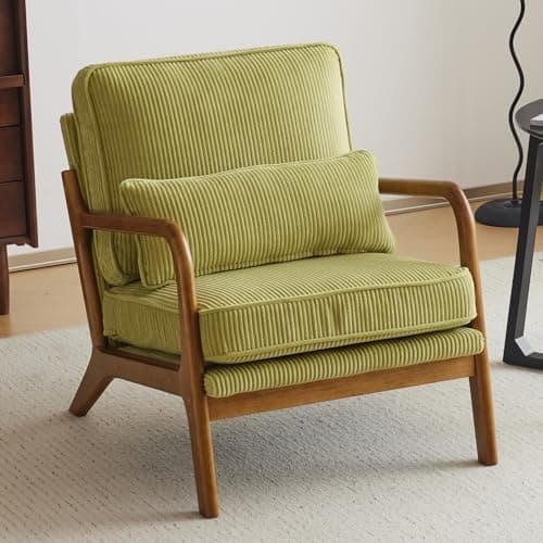 VINGLI Upgraded Premium Corduroy Accent Chair,Upholstered Arm Chair,Solid Wood Comfy Reading Chair with…