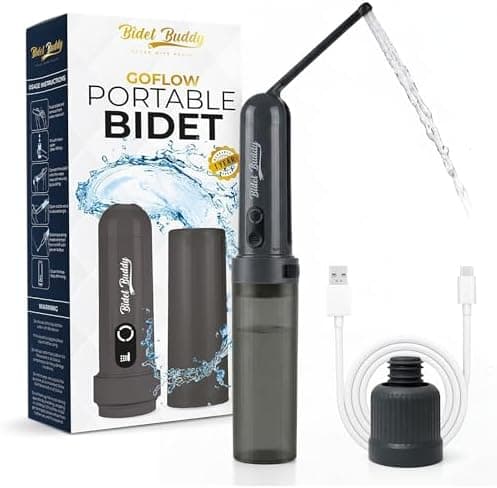 BIDET BUDDY® GoFlow Portable Bidet for Travel - 180ml Bottle with Two Power Modes, Nozzle Wand, IPX6…