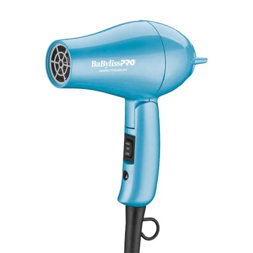 BaBylissPRO Nano Titanium Travel Hair Dryer, 1000 Watt Professional Blow Dryer with Concentrator Nozzle…