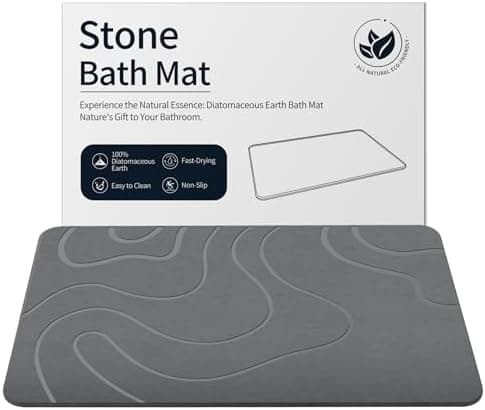 ZIKIBL Stone Bath Mat Diatomaceous Earth Shower Mat Non-Slip Super Absorbent Diatomite Stone Mats for…