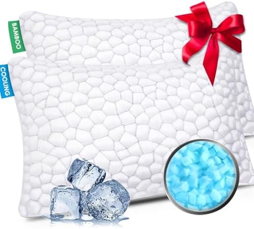 SUPA MODERN Cooling Pillow Queen Size Set of 2, CertiPUR-US Shredded Memory Foam Pillows for Sleeping, Cool…