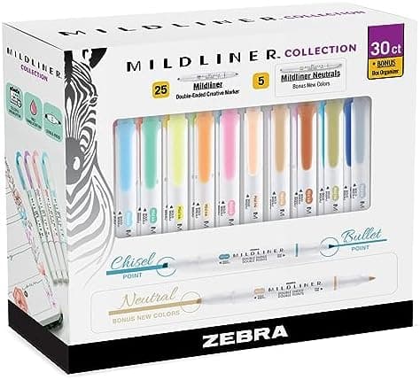 Zebra Pen Mildliner Double-Ended Highlighter Set, Broad and Fine Point Tips, Ideal for Bible Highlighting, No…