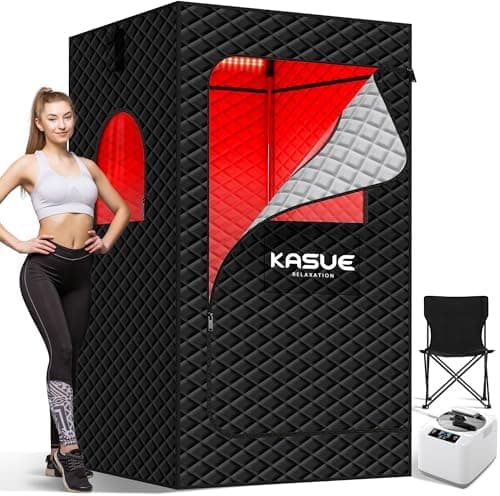 KASUE Portable Steam Sauna Tent for Home, Infrared Sauna with 3L Steamer, 9 Temp Levels & 99 Min Timer…