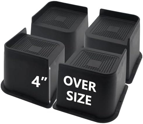 Bed Risers 4 inch Heavy Duty, 4 Pack Oversized Furniture Risers 6 inch, Black Bed Lifts Risers for Table…