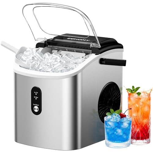 EUHOMY Ice Maker Countertop, Portable Ice Machine with Carry Handle, 26.5lbs Per Day, 9 Cubes in 6 Mins, Auto-Cleaning, with…