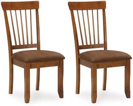 Signature Design by Ashley Berringer Dining Chairs Set of 2, Classic Wood Spindle-Back Design, Cushioned…