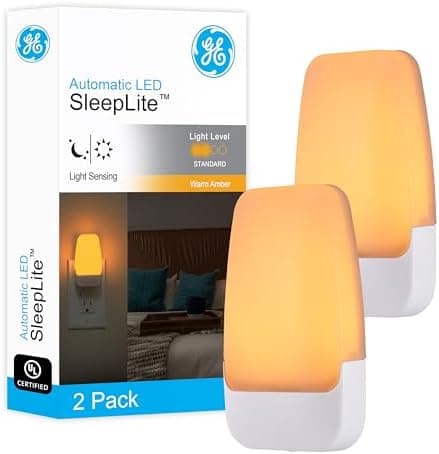 GE Sleeplite Night Lights Plug Into Wall, Dusk to Dawn Sensor, Ambient Lighting, Sleep Aid, Bathroom Décor…