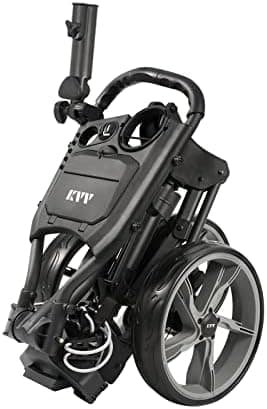 KVV 3 Wheel Golf Push Cart Ultra Lightweight Smallest Folding Size, New-Version Scorecard Holder Global…