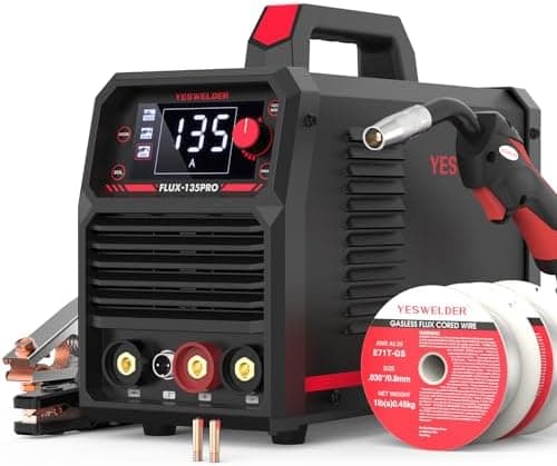 YESWELDER 135A MIG Welder, 110V Flux Core Gasless MIG/Lift TIG/Stick 3-in-1 Synergic Control LED Display…