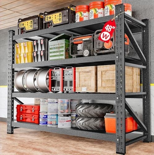 3000LBS Heavy Duty Garage Storage Rack, 48" Wide & Deep Shelving Unit, Metal Industrial Shelf for Shop, Warehouse, Basement, 48"…