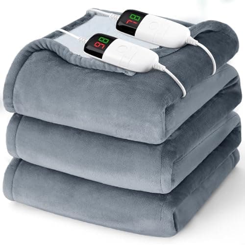 Heated Electric Blanket Queen Size - 84" x 90" Heating Blanket with Dual Control, 10 Heating Levels & 8 Hours…