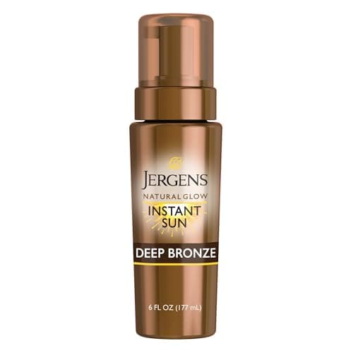 Jergens Natural Glow Instant Sun Body Mousse, Self Tanner for Deep Bronze Tan, Sunless Tanning Body Bronzer…