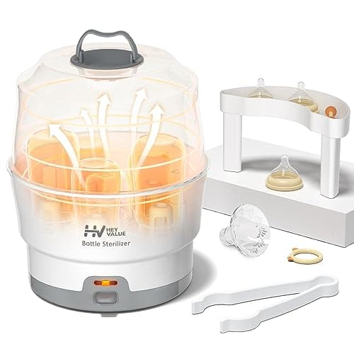 HEYVALUE Ease-Steam Bottle Sterilizer, Compact Baby Bottle Sterilizer, Fast One-Touch Operation…