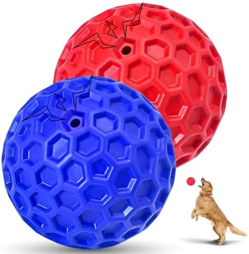 2 Pack Indestructible Squeaky Dog Balls for Aggressive Chewers, Interactive Dog Toys for Teething, Relieving Anxiety. Chew Toy…