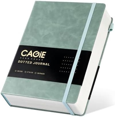 CAGIE Bullet Dotted Journal Notebook 320 Pages 100 GSM Paper Hardcover A5 Dot Grid Notebook Leather Journals…