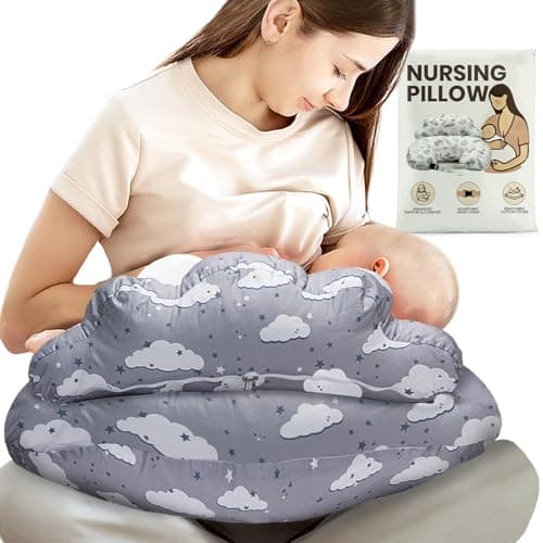 Nursing Pillow – Breastfeeding Pillows with Security Fence for Enhanced Support & Comfort – Removable Cotton…