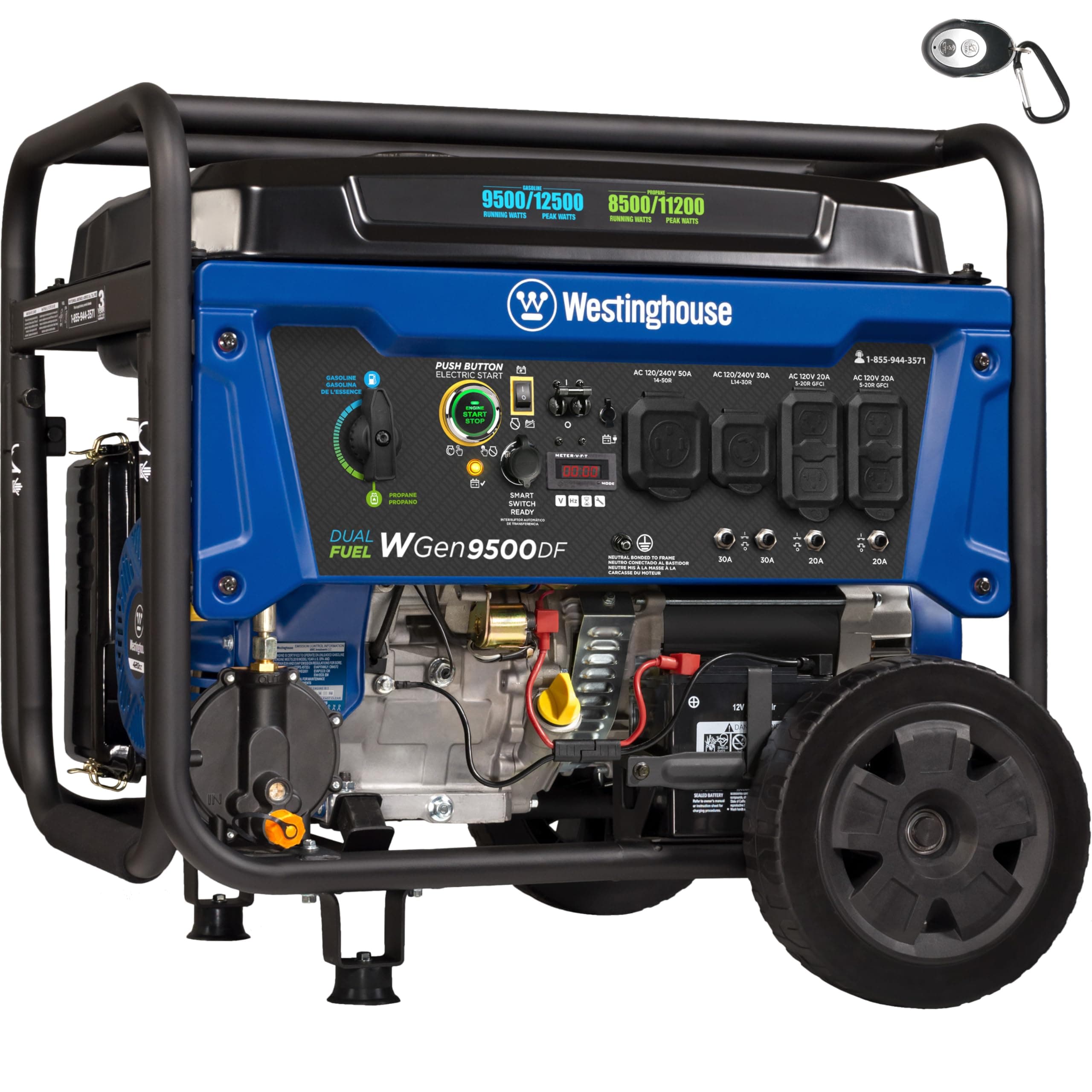 Westinghouse 12500 Watt Dual Fuel Home Backup Portable Generator, Remote Electric Start, Transfer Switch…