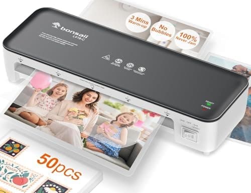 Bonsaii Laminator Machine, 9 Inch Laminators Machine with 50 Laminating Sheets, Laminator with Never Jam…