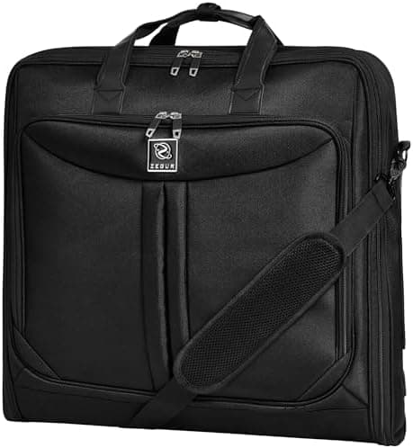 ZEGUR Premium Suit Garment Bag Carry On - Hangs 4 Suits - Travel & Business with Shoulder Strap and Laptop…