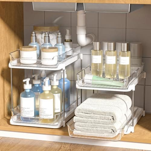 Delamu 2-Tier Multi-Purpose Bathroom Under Sink Organizers and Storage, Stackable Kitchen Pantry…