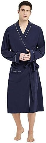 U2SKIIN Mens 100% Cotton Robe Lightweight Knit Bathrobe