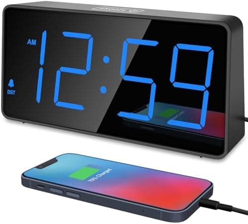 Peakeep Digital Alarm Clock for Bedroom Bedside, Loud Alarm Clock for Heavy Sleepers, Large Big LED Numbers…