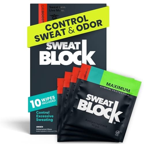 SweatBlock Antiperspirant Underarm Wipes for Men & Women - Clinical Strength for Hyperhidrosis & All-Day…