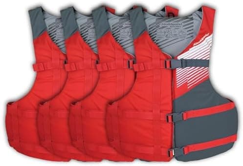 Stohlquist Universal Fit Adult Life Jacket PFD (4 Pack) Coast Guard Approved, for Men and Women 90+ lbs, Lightweight Neoprene and…