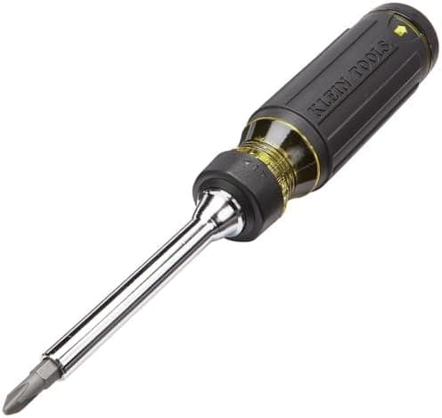 Klein Tools 32305 Multi-bit Ratcheting Screwdriver, 15-in-1 Tool with Phillips, Slotted, Square, Torx and Combo Bits and 1/4-Inch…