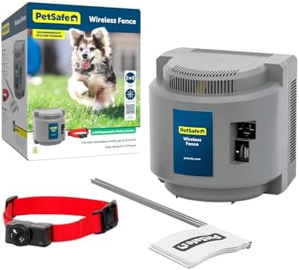 PetSafe Original Wireless Electric Fence for Dogs, Portable for Travel Covers Up to 1/2 Acre, Waterproof Collar for Pets 8lb+…