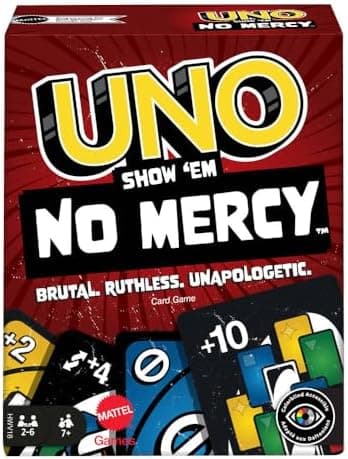 Mattel Games UNO Show ‘em No Mercy Card Game for Kids, Adults & Family Parties & Travel with Extra Cards…