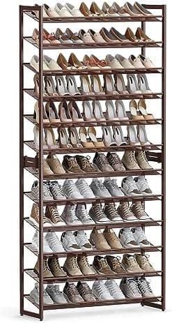 SONGMICS Shoe Rack, 12-Tier Shoe Organizer, Metal Rack for Garage, Set of 2, 6-Tier Stackable Shelf, with…