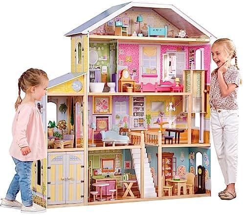 KidKraft Majestic Mansion Wooden Dollhouse with 34-Piece Accessories, Working Elevator and Garage, Gift for…