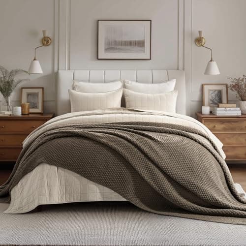 EVERGRACEHOME Chunky Chenille Knit Throw Blanket for Couch, Soft Luxurious Oversized Queen Moss Stitch…
